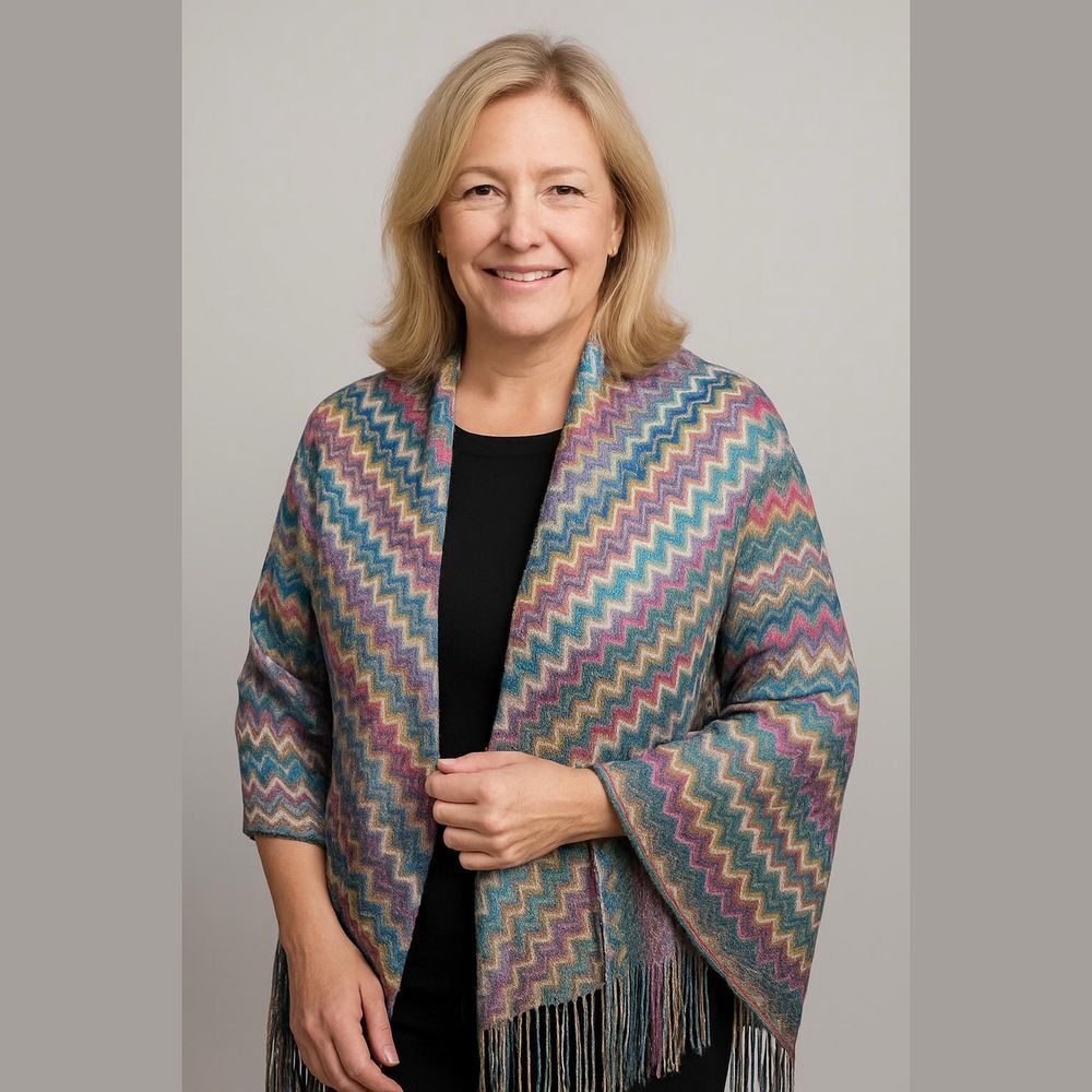Chevron Knit Multicolored Long Scarf 21 Inch